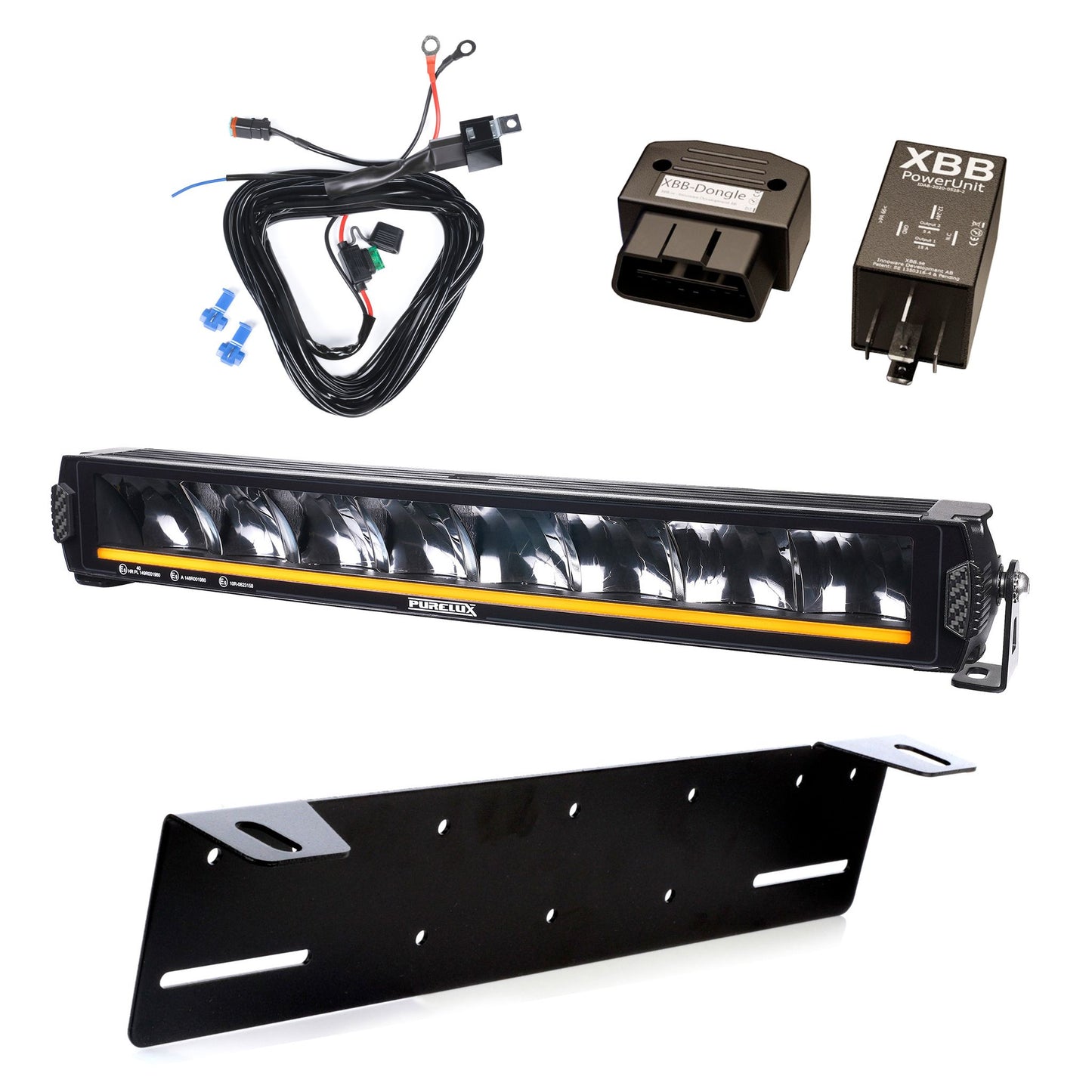 Extraljus Purelux Road Curve C550 - Kurvad / 55 cm / 120W, 1 st - Komplett paket + XBB OBD Dongle & PowerUnit